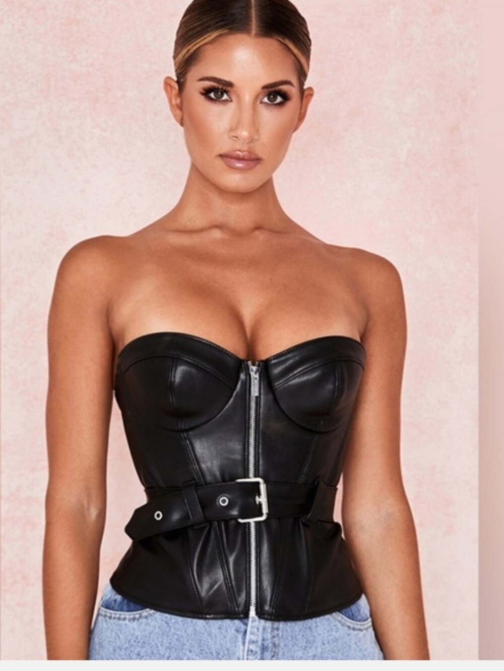 House Of Cb Leather Corset Top